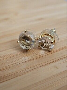 kate spade Gold and Clear Crystal Stud Earrings
